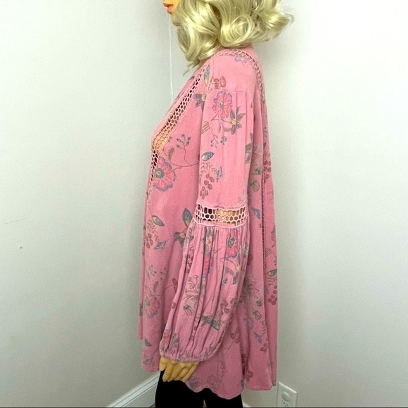 Free People Boho Floral Blouse | Pink | Size Small - Picture 6 of 14